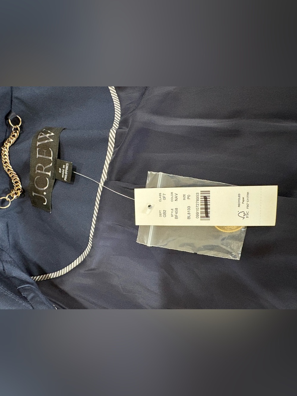 J.Crew Womens New Icon Trench Coat Navy Size 0P - Picture 4 of 4